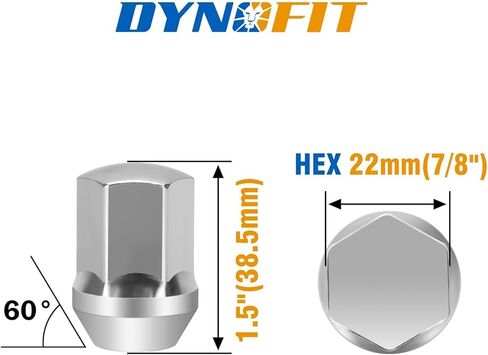 Dynofit 14mmx1.5 صواميل العروة تناسب Che/vy Buick Cadillac Challenger Sedan، 20 قطعة من قطعة واحدة بنمط OEM لعجلة OEM استبدال OE# 611-330|611-331، M14x1.5 صواميل عروة مصنع سوداء رفيعة لحافة مخزون Je/ep Ram in Kuwait