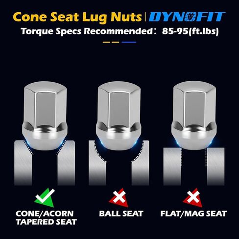 Dynofit 14mmx1.5 صواميل العروة تناسب Che/vy Buick Cadillac Challenger Sedan، 20 قطعة من قطعة واحدة بنمط OEM لعجلة OEM استبدال OE# 611-330|611-331، M14x1.5 صواميل عروة مصنع سوداء رفيعة لحافة مخزون Je/ep Ram in Kuwait