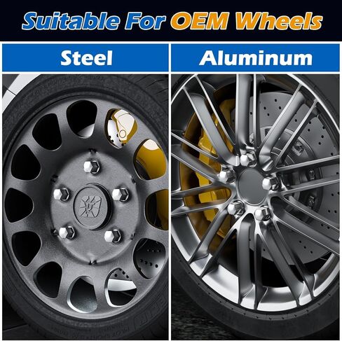 Dynofit 14mmx1.5 صواميل العروة تناسب Che/vy Buick Cadillac Challenger Sedan، 20 قطعة من قطعة واحدة بنمط OEM لعجلة OEM استبدال OE# 611-330|611-331، M14x1.5 صواميل عروة مصنع سوداء رفيعة لحافة مخزون Je/ep Ram in Kuwait