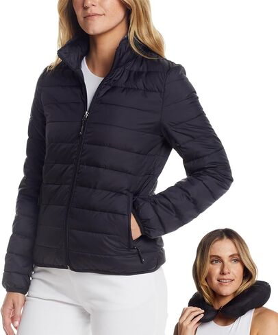 Weatherproof Womens Puffer Jackets - Packable Travel Neck Pillow Alternative Down Puffer Jacket Women (S-XXL) in Kuwait