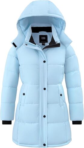 ZSHOW Women's Long Quilted Winter Coat Waterproof Warm Puffer Jacket Parka with Detachable Hood in Saudi Arabia