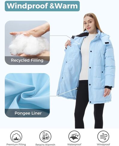 ZSHOW Women's Long Quilted Winter Coat Waterproof Warm Puffer Jacket Parka with Detachable Hood in Saudi Arabia