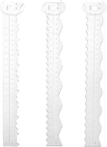 Deckled Edge Paper Cutter, 3 Pcs 12 Inch Irregular Cutting Ruler Plastic Paper Craft Ruler Edges Measuring Tool, Wavy Line Jagged Paper Edge Cutter for Office, Paper Crafts Drawing Scrapbook in Saudi Arabia