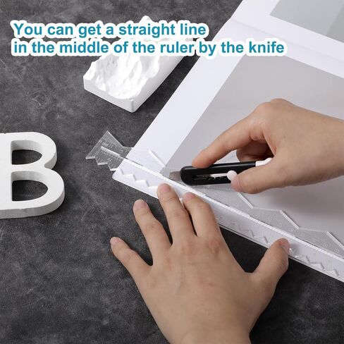 Deckled Edge Paper Cutter, 3 Pcs 12 Inch Irregular Cutting Ruler Plastic Paper Craft Ruler Edges Measuring Tool, Wavy Line Jagged Paper Edge Cutter for Office, Paper Crafts Drawing Scrapbook in Saudi Arabia