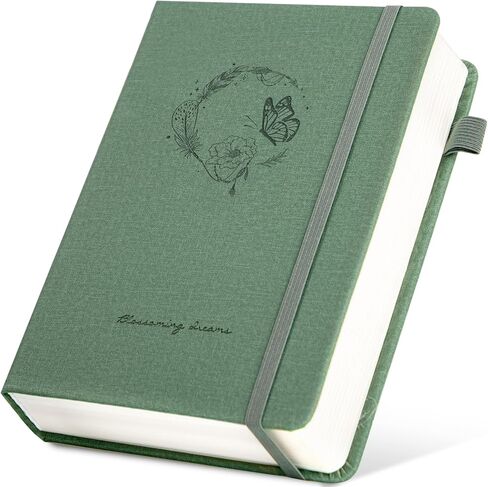 CAGIE Lined Journal for Women 320 Pages 100gsm Thick Journals for Writing, Diary for Women A5 Writing Journal for Work Travel Butterfly Notebook with Pocket, 5.7 x 8.3 Inches, Beige in Saudi Arabia