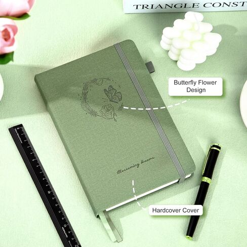 CAGIE Lined Journal for Women 320 Pages 100gsm Thick Journals for Writing, Diary for Women A5 Writing Journal for Work Travel Butterfly Notebook with Pocket, 5.7 x 8.3 Inches, Beige in Saudi Arabia