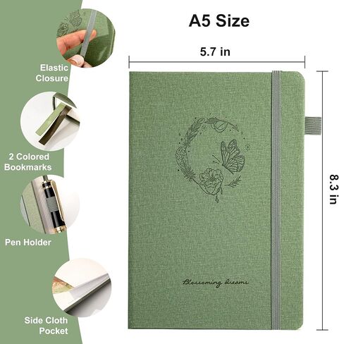 CAGIE Lined Journal for Women 320 Pages 100gsm Thick Journals for Writing, Diary for Women A5 Writing Journal for Work Travel Butterfly Notebook with Pocket, 5.7 x 8.3 Inches, Beige in Saudi Arabia