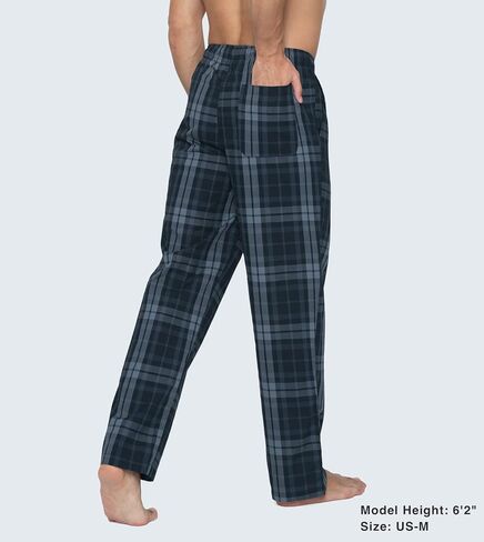 LAPASA Men's 100% Cotton Woven Plaid Pajama Pants Lounge Sleepwear Pj Lightweight Bottoms Soft Drawstring and Pockets M38 in Kuwait