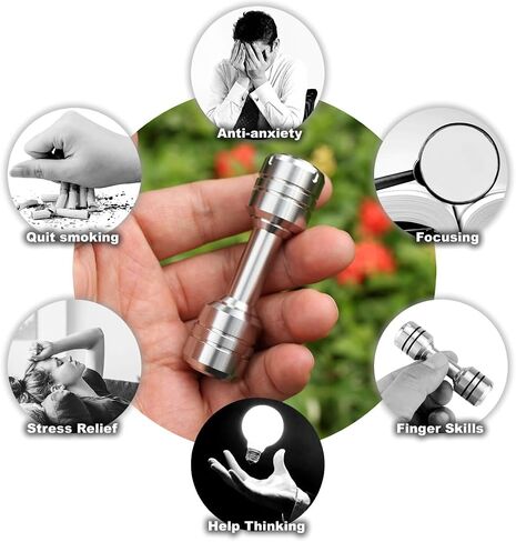 ألعاب دمبل فيدجيت للإصبع، مغازل فيدجيت معدنية، زر إبهام عالي المرونة، لعبة 2 في 1 EDC لمهارات الأصابع، تخفيف التوتر الناتج عن اضطراب فرط الحركة ونقص الانتباه، هدايا للبالغين والمراهقين (فضي (الفولاذ المقاوم للصدأ)) in Saudi Arabia