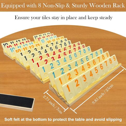 2-8 Players Rummy Game with 8 Wooden Racks, 214 Melamine Tiles, Premium Portable Case, Tile Board Games for Adults, Travel, Easter Bastket Stuffers, Easter Gifts for Men Women Dad Mom in Saudi Arabia