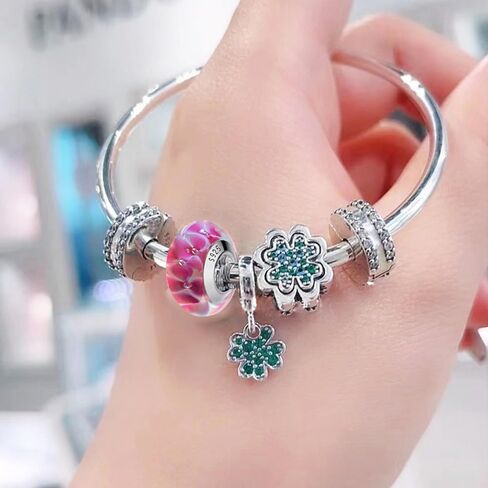 Original Murano Glass Charms for Pandora Bracelets, Authentic 925 Sterling Silver Charms for Bracelets, Murano Flowers Charms, Glass Beads fit Pandora Style Bracelet for Women in Kuwait