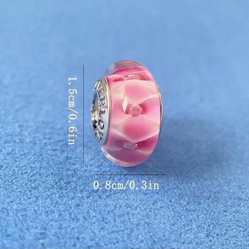Original Murano Glass Charms for Pandora Bracelets, Authentic 925 Sterling Silver Charms for Bracelets, Murano Flowers Charms, Glass Beads fit Pandora Style Bracelet for Women in Kuwait