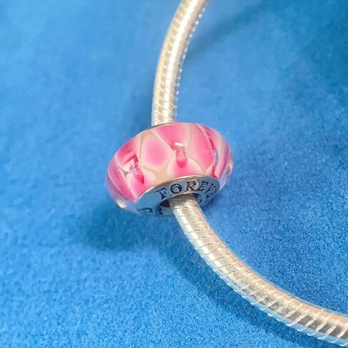 Original Murano Glass Charms for Pandora Bracelets, Authentic 925 Sterling Silver Charms for Bracelets, Murano Flowers Charms, Glass Beads fit Pandora Style Bracelet for Women in Kuwait