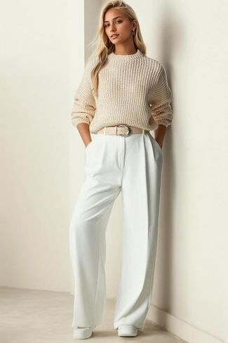 Women's Fall Cropped Sweaters 2024 Trendy Puff Long Sleeve Ribbed Knit Crewneck Soft Pullover Sweater Jumper Tops in Kuwait