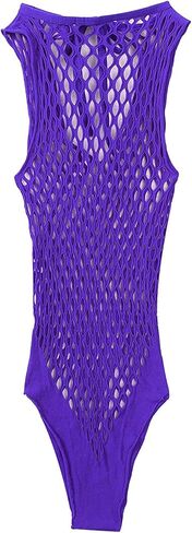 TAIKMD Women's Sheer Fishnet Thong Leotard Bodysuit Tank Tops Nightwear Jumpsuit Halter Neck Teddy Babydoll Mini Dress in Saudi Arabia