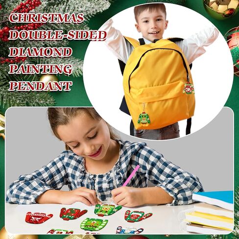 Outus 24 Pcs Xmas Ugly Sweater Diamond Painting Keychain 5D Sweater DIY Diamond Painting Keychains Decorative Double Sided Diamond Key Chain Kit Pendant Crafts Making for Christmas Party Decor in Saudi Arabia