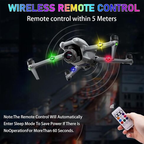 ضوء LED بدون طيار، أضواء LED القوية، 8 ألوان USB مضادة للتصادم، فلاش LED قابل لإعادة الشحن، للطيران الليلي بدون طيار، يناسب DJI Mini 4 Pro، Avata 2، Mini 4k وجميع ملحقات طائرات RC بدون طيار. (4 قطع) in Kuwait