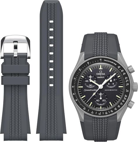 Strap for Moonswatch Watch,No Gap Silicone Strap for Omega X Swatch Speedmaster Moonswatch Watch 20mm,Soft Replacement Curved Strap for Swatch Omega Men Women in Saudi Arabia