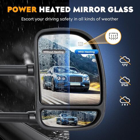 Towing Mirrors Compatible with Ford Excursion 2001 2002 2003 2004 2005, F-250 F-350 Super Duty 1999-2007 with Power Heated Manual Folding Telescoping Pair in Saudi Arabia
