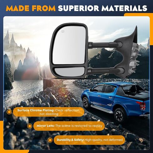 Towing Mirrors Compatible with Ford Excursion 2001 2002 2003 2004 2005, F-250 F-350 Super Duty 1999-2007 with Power Heated Manual Folding Telescoping Pair in Saudi Arabia