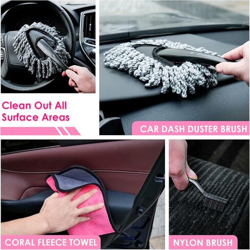 Vioview Pink Car Vacuum Cleaner - Handheld Car Vacuum with Attachments, 15 Ft Cord & Bag - High Power Portable Vacuum Cleaner for Car Interior Accessories Cleaning in Kuwait