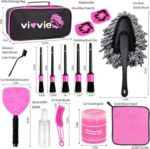 Vioview Pink Car Vacuum Cleaner - Handheld Car Vacuum with Attachments, 15 Ft Cord & Bag - High Power Portable Vacuum Cleaner for Car Interior Accessories Cleaning in Kuwait