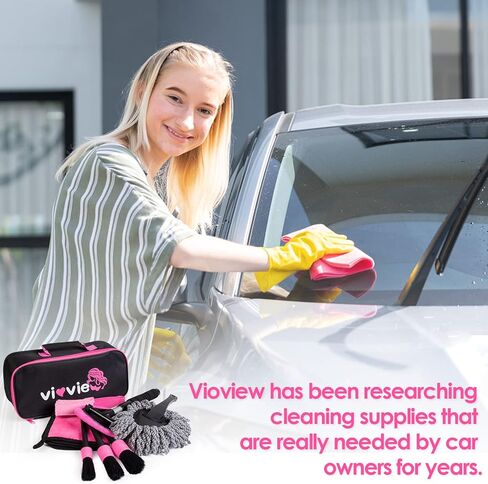 Vioview Pink Car Vacuum Cleaner - Handheld Car Vacuum with Attachments, 15 Ft Cord & Bag - High Power Portable Vacuum Cleaner for Car Interior Accessories Cleaning in Kuwait