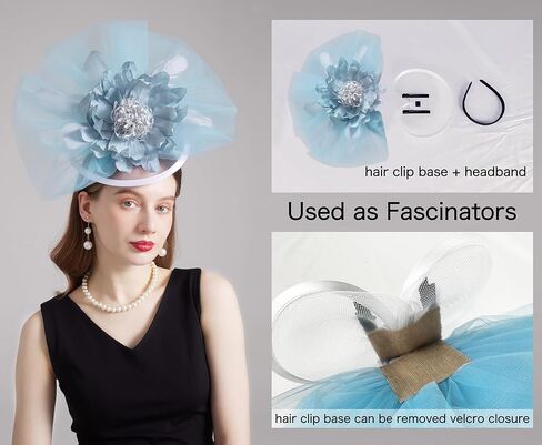 Organza Church Derby Hats for Women Wedding Tea Party Fascinator Floral Wide Brim Sun Hat in Saudi Arabia
