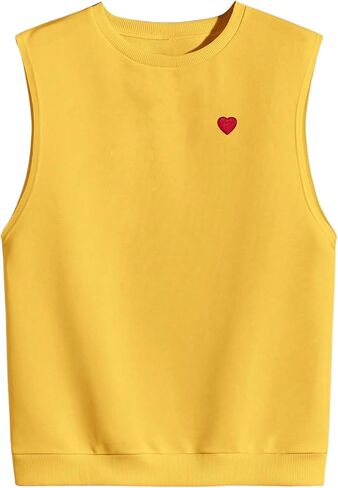 Men's Heart Embroidery Sleeveless Tank Top Round Neck Summer Casual Cami Shirts in Saudi Arabia