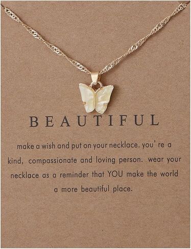 Sweet Cute Colorful Butterfly Adjustable Clavicle Chain Lightweight Arcylic Insect Necklace with Message Card Friendship Good Luck Bohemian Jewelry for Women in Saudi Arabia