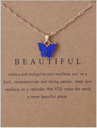 Sweet Cute Colorful Butterfly Adjustable Clavicle Chain Lightweight Arcylic Insect Necklace with Message Card Friendship Good Luck Bohemian Jewelry for Women in Saudi Arabia