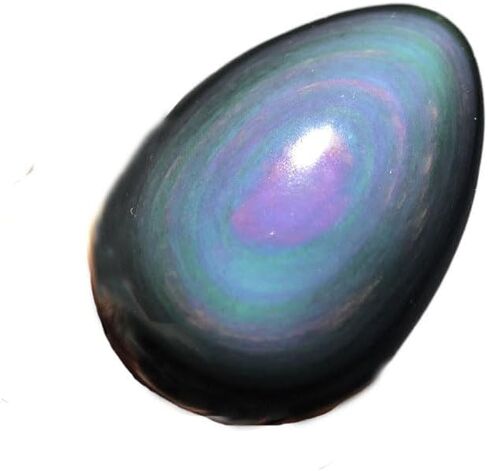 شفاء كريستال سبج أسود مع حجر قوس قزح العين النخيل حجر الجيب حجر القلق لموازنة طاقة الريكي (سبج أسود مع عين قوس قزح البيضاوي) in Kuwait