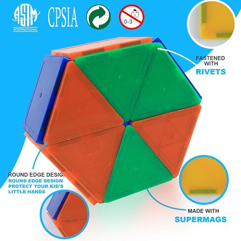 32 Pcs Magnet Building Tiles, Magnetic 3D Blocks Construction Playboards, Creativity Beyond Imagination, Inspirational, Recreational, Educational Conventional,Colorful Tile Set in Saudi Arabia