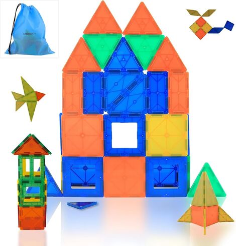 32 Pcs Magnet Building Tiles, Magnetic 3D Blocks Construction Playboards, Creativity Beyond Imagination, Inspirational, Recreational, Educational Conventional,Colorful Tile Set in Saudi Arabia