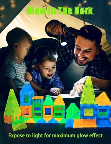 32 Pcs Magnet Building Tiles, Magnetic 3D Blocks Construction Playboards, Creativity Beyond Imagination, Inspirational, Recreational, Educational Conventional,Colorful Tile Set in Saudi Arabia