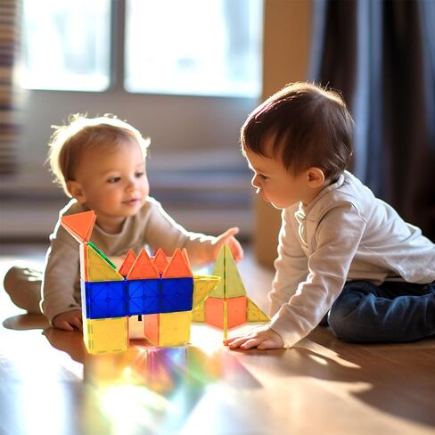 32 Pcs Magnet Building Tiles, Magnetic 3D Blocks Construction Playboards, Creativity Beyond Imagination, Inspirational, Recreational, Educational Conventional,Colorful Tile Set in Saudi Arabia