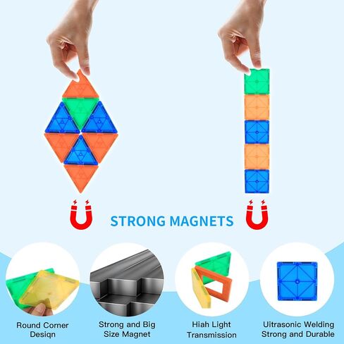 32 Pcs Magnet Building Tiles, Magnetic 3D Blocks Construction Playboards, Creativity Beyond Imagination, Inspirational, Recreational, Educational Conventional,Colorful Tile Set in Saudi Arabia