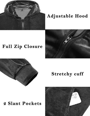LecGee Mens Tracksuit Long Sleeve Full Zip Velour Hoodie Jacket Jogger Sweatpants Casual Velvet Sweatsuits Set M-3XL in Kuwait