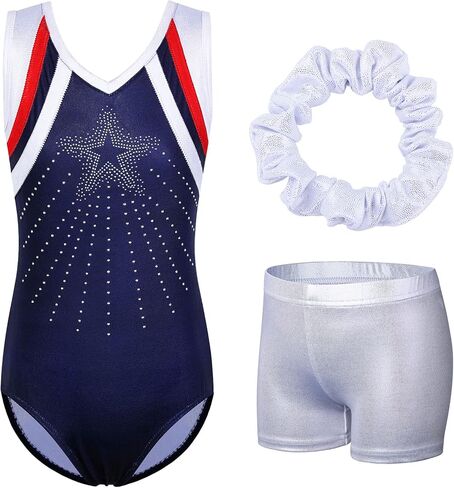 BAOHULU Leotards for Girls Gymnastics Embroidery Glitter Tumbling Dance Shorts Bottom in Kuwait