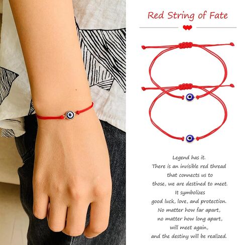 Set of 2Pcs Red String Bracelet for Women Men,Handmade Lucky Protection Couple Matching Bracelets Adjustable Kabbalah Evil Eye Tibetan Long Distance Bracelet Friendship, Graduation Gift in Saudi Arabia