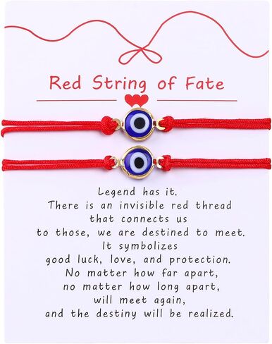 Set of 2Pcs Red String Bracelet for Women Men,Handmade Lucky Protection Couple Matching Bracelets Adjustable Kabbalah Evil Eye Tibetan Long Distance Bracelet Friendship, Graduation Gift in Saudi Arabia