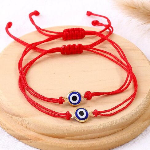 Set of 2Pcs Red String Bracelet for Women Men,Handmade Lucky Protection Couple Matching Bracelets Adjustable Kabbalah Evil Eye Tibetan Long Distance Bracelet Friendship, Graduation Gift in Saudi Arabia