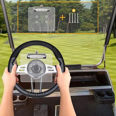 حامل بطاقة الأداء لعربة الجولف مع حامل قلم على عجلة قيادة عربة الجولف لعربات الجولف EZGO Club Car Yamaha باللون الأسود (ملاحظة لا تتضمن عجلة قيادة عربة الجولف in Kuwait