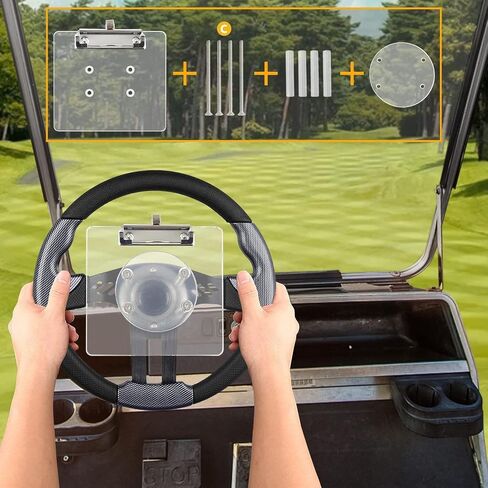حامل بطاقة الأداء لعربة الجولف مع حامل قلم على عجلة قيادة عربة الجولف لعربات الجولف EZGO Club Car Yamaha باللون الأسود (ملاحظة لا تتضمن عجلة قيادة عربة الجولف in Kuwait