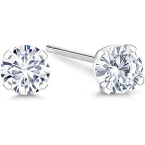 Gem Stone King 14K White Gold Lab Grown Diamond Stud Earrings | Gold Earrings For Women Men | G-H Color | VS2-SI1 Clarity