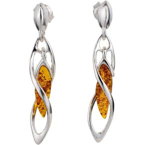 Amber Earrings - Baltic Honey Amber Dangling Earrings "Ivy" - Sterling Silver Jewelry Collection