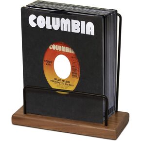RecordGroove Vinyl Record Holder, 80-100 LP Vinyl Record Storage Rack, Wooden & Metal Album Storage Rack - For Albums, Books, Magazines & Office Storage