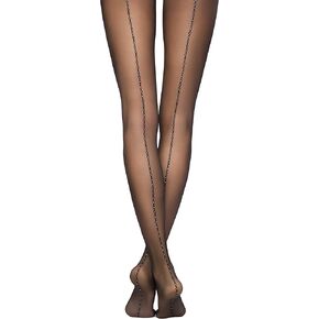 Conte Womens Shiny Lurex Back Seam Fantasy Design Pantyhose Tights Insight