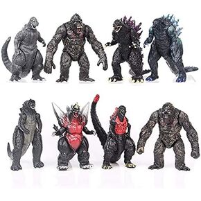 Set of 8 Action Figures King of The Monsters Dragon VS Kong Mini Dinosaur Orangutan Playsets
