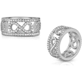 خاتم نسائي من Verona Jewellers مطلي بالذهب الأبيض CZ Infinity - خاتم CZ واسع النطاق للنساء CZ Eternity Rings للنساء